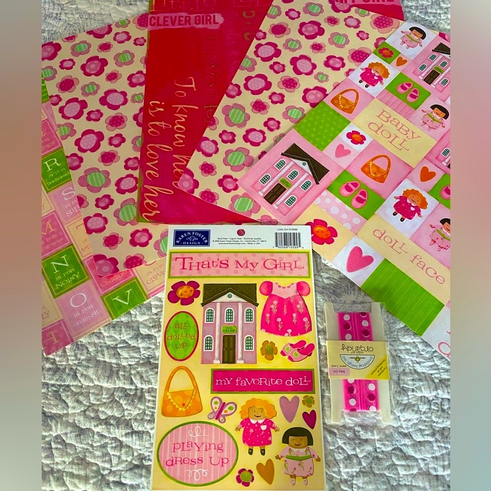 🩷 KAREN FOSTER DESIGN “LITTLE GIRL” STICKERS & SCRAPBOOK PAPER BUNDLE! RETIRED!